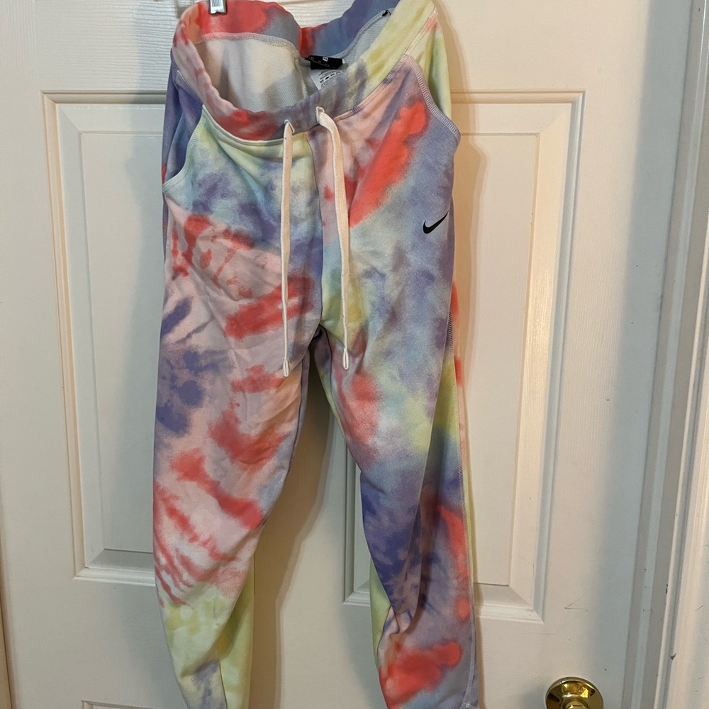 Nike Red and Blue Sweatpants Vibrant Tie-Dye Joggers